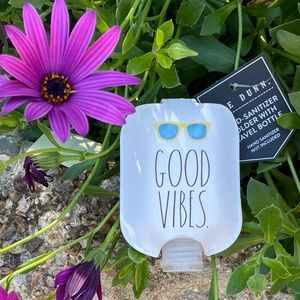 Rae Dunn GOOD VIBES Hand Sanitizer Holder and Bottle